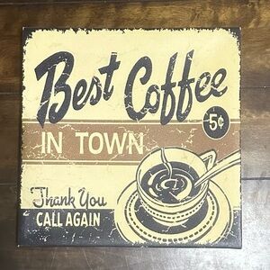Vintage-Style 'Best Coffee in Town' Wall Art - Neutral Tones